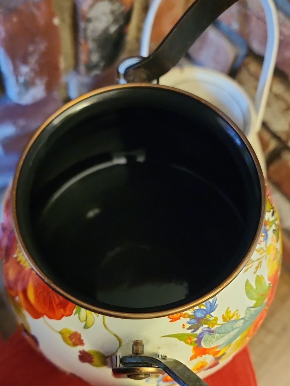 MacKenzie-Childs White Flower Market 3 Qt Enamel Tea Kettle - Picture 5 of 9